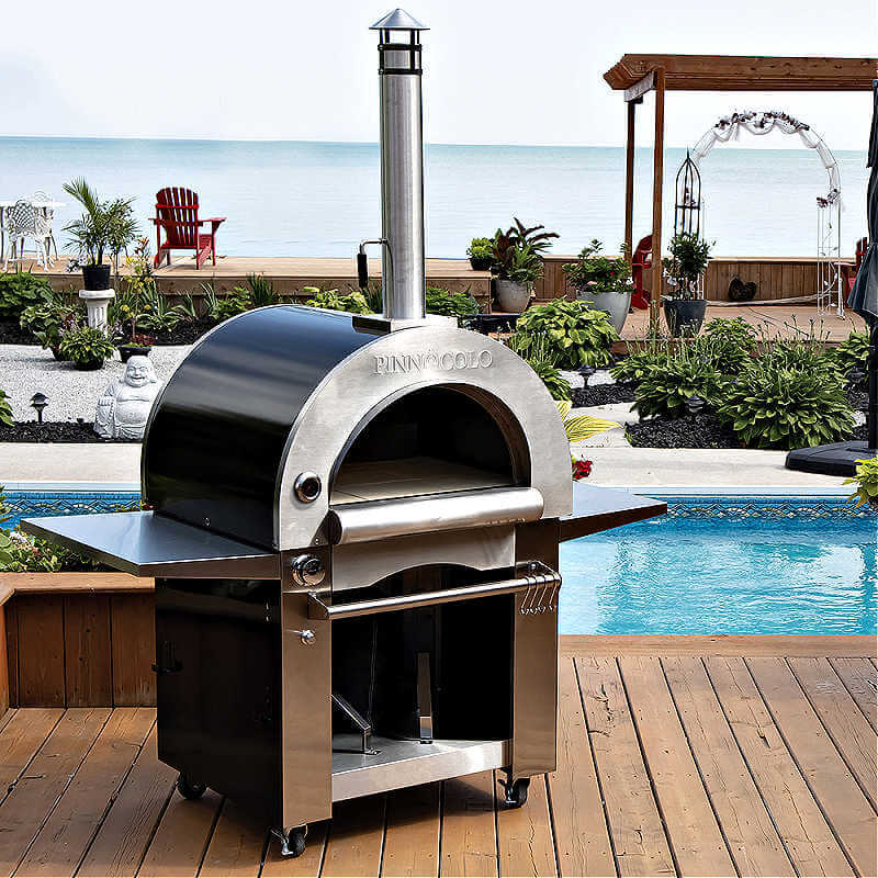 Pinnacolo Ibrido Hybrid Freestanding Outdoor Pizza Oven | On Pool Patio