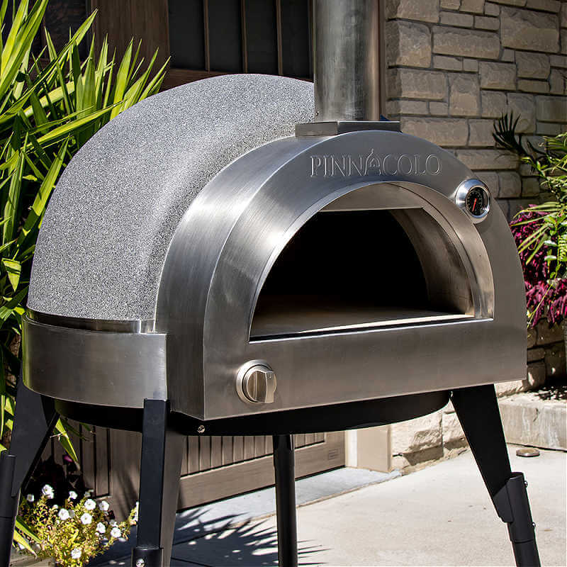 Pinnacolo L'Argilla Thermal Clay Gas Freestanding Outdoor Pizza Oven | Thermal Clay Oven Side Angle