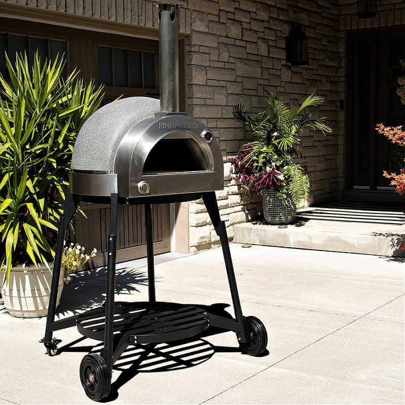 Pinnacolo L'Argilla Thermal Clay Gas Freestanding Outdoor Pizza Oven | With Durable Metal Portable Cart
