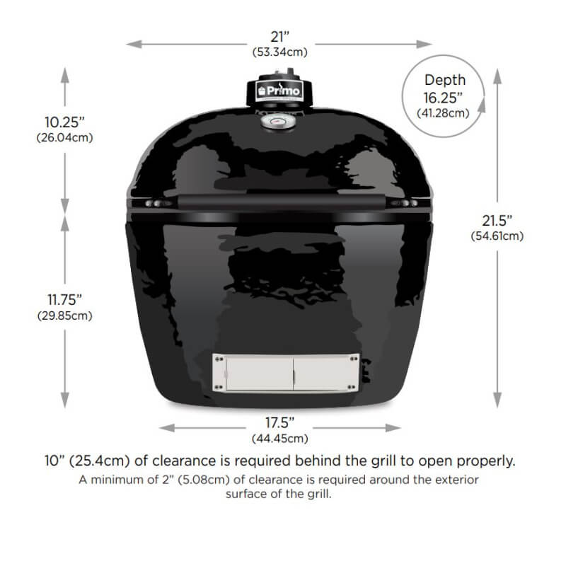 Primo Oval Junior 200 Ceramic Kamado Grill | Dimensions