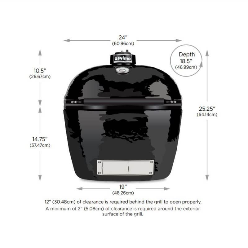 Primo Oval Large 300 Ceramic Kamado Grill | Dimensions