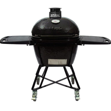 Primo PGCLGC All-In-One Oval Large 300 Ceramic Kamado Grill With Cradle, Side Shelves, And Stainless Steel Grates 