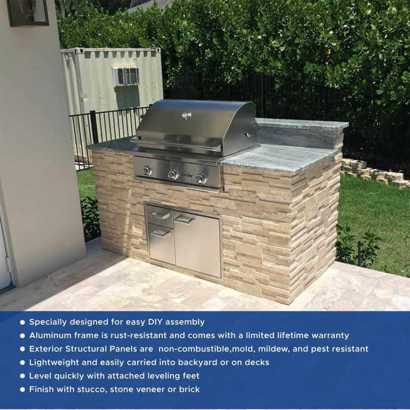 Pro-Fit DIY PRO Unfinished Grill Island w/ Bar1