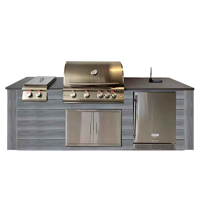 Pro-Fit 8-ft Outdoor Kitchen | Base Finish: Driftwood Grey | Countertop: Grigio Piombo Stain