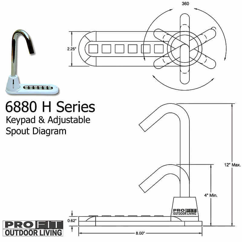 Pro-Fit Beverage Dispenser | Spout Adjustment Dimensions