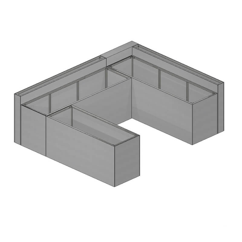 Pro-Fit DIY PRO U-Shaped 6' x 8' x 8' Unfinished Island w/ Two 8' Bars