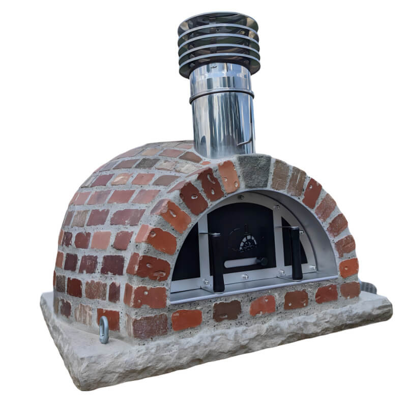 ProForno New Haven Rustico Dual Fuel Brick Pizza Oven | Shown With Stainless Steel Chimney