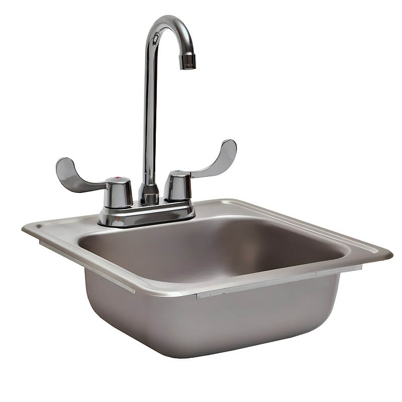 RCS 15 X 15 Outdoor Stainless Steel Drop In Sink | Dual Handled Faucet