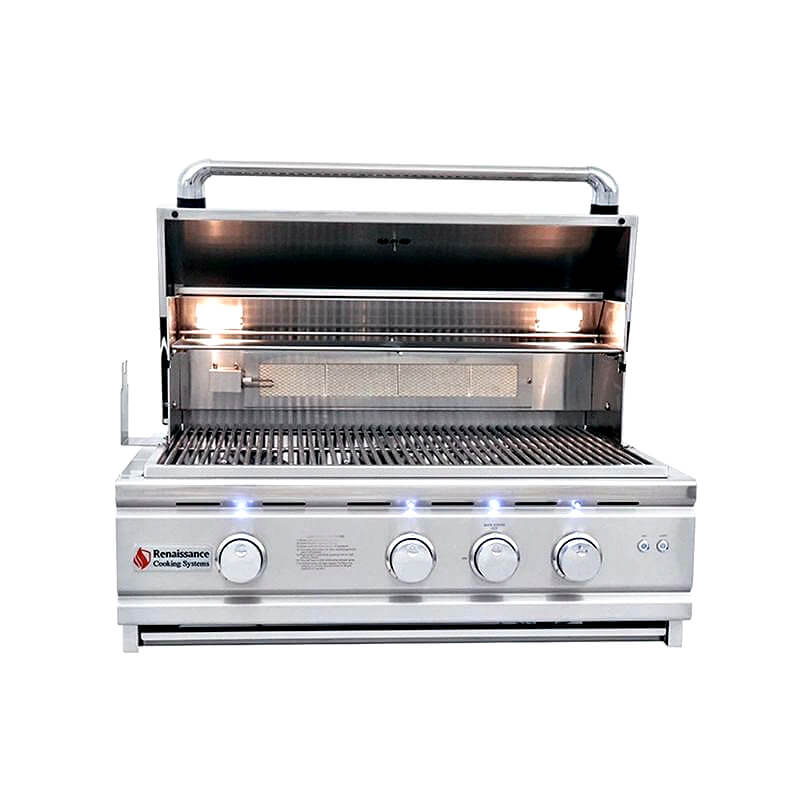 RCS Cutlass Pro 30 Inch 3 Burner Built-In Gas Grill | Interior Halogen Lights