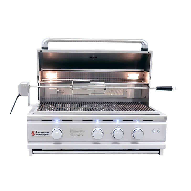 RCS Cutlass Pro 30 Inch 3 Burner Built-In Gas Grill  | Rotisserie Kit Included