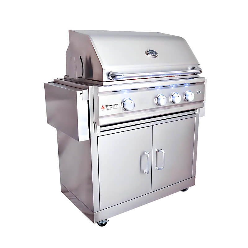 RCS Cutlass Pro 30 Inch 3 Burner Freestanding Gas Grill  | Folding Side Shelves