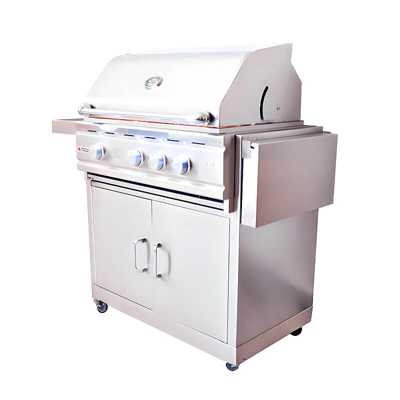 RCS Cutlass Pro 30 Inch 3 Burner Freestanding Gas Grill  | Flush Double Door Cart