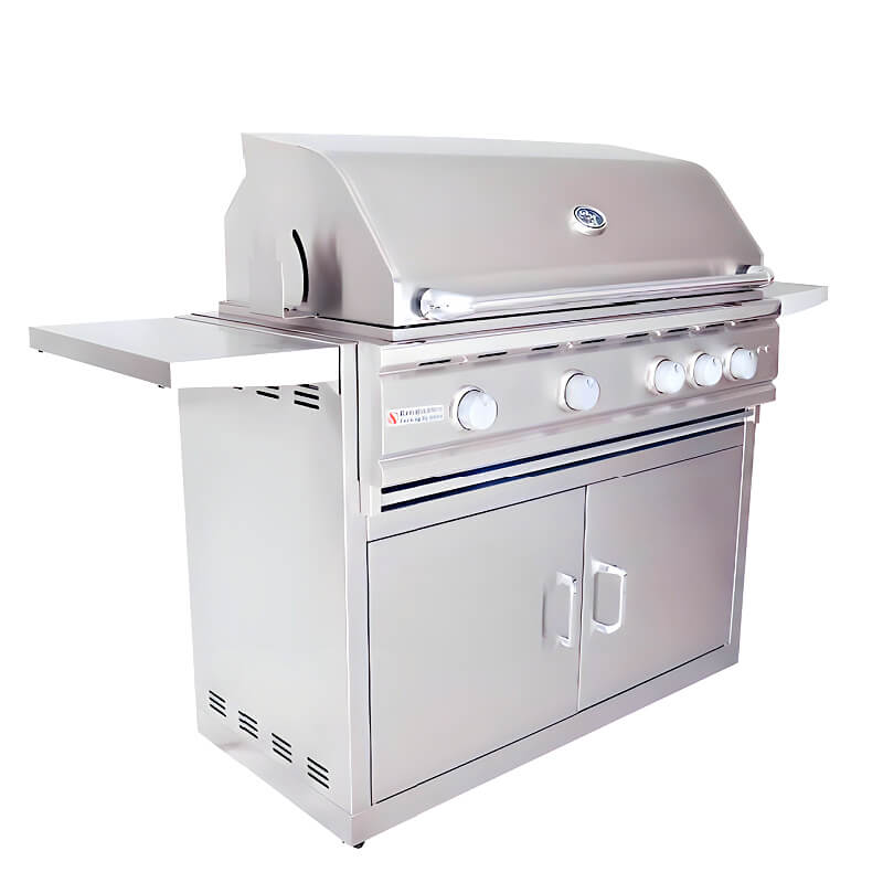 RCS Cutlass Pro 38 Inch Freestanding Gas Grill With Flame Tamers | Double Door Cart