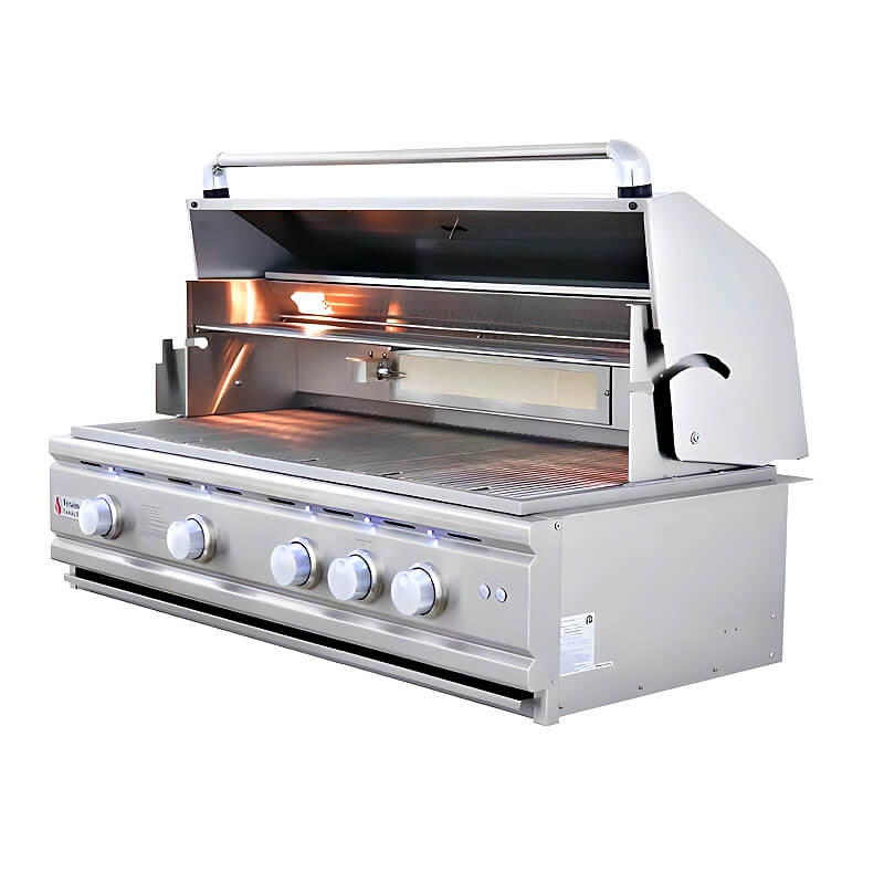 RCS Cutlass Pro 42 Inch Freestanding Gas Grill with Ceramic Briquettes | Dual Halogen Interior Lights