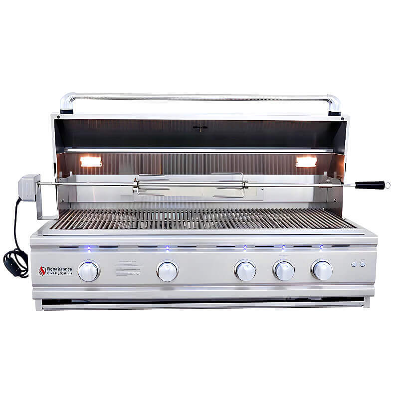 RCS Cutlass Pro 42 Inch Freestanding Gas Grill with Ceramic Briquettes | Rotisserie Kit Included