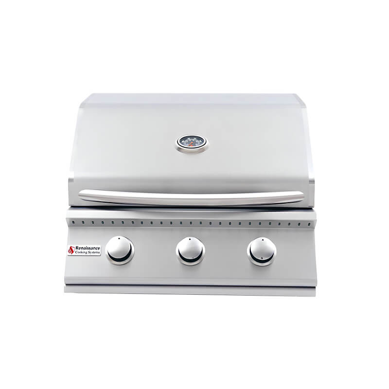 RCS Premier 26 Inch 3 Burner Freestanding Grill | Dual Lined Grill Hood