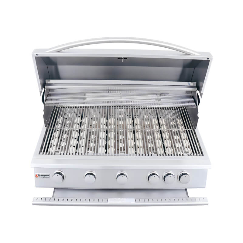 RCS Premier 40 Inch 5 Burner Built In Gas Grill | Solid Stainless Steel Cooking Grates