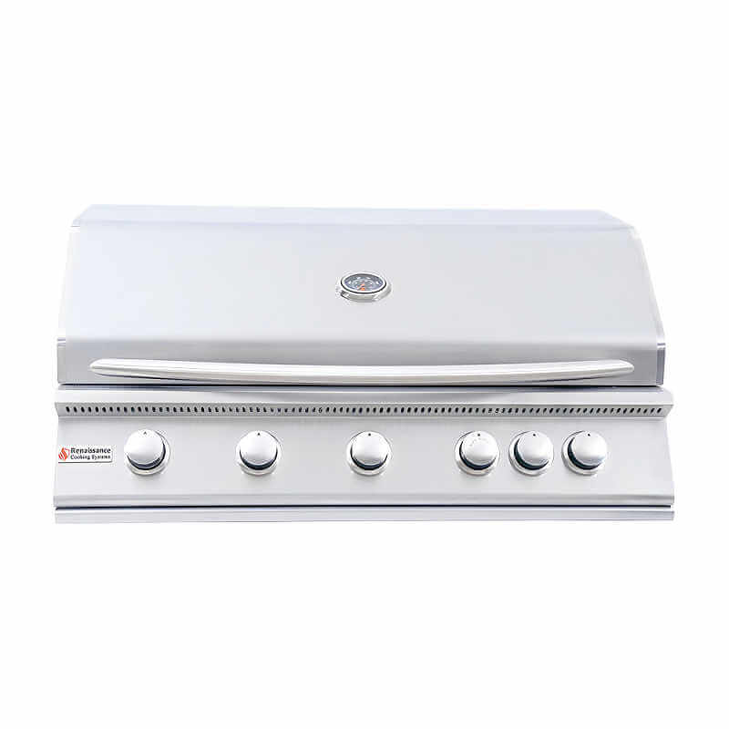 RCS Premier 40 Inch 5 Burner Freestanding Gas Grill | Analog Temperature Gauge