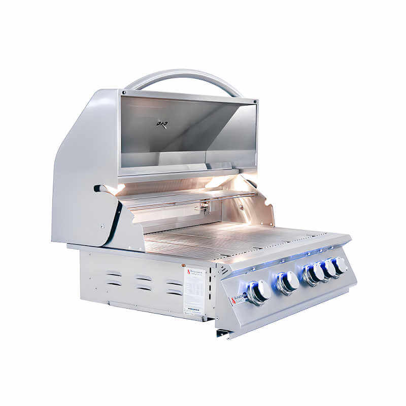RCS Premier L-Series 32 Inch 4 Burner Built-In Gas Grill | Dual Lined Grill Hood