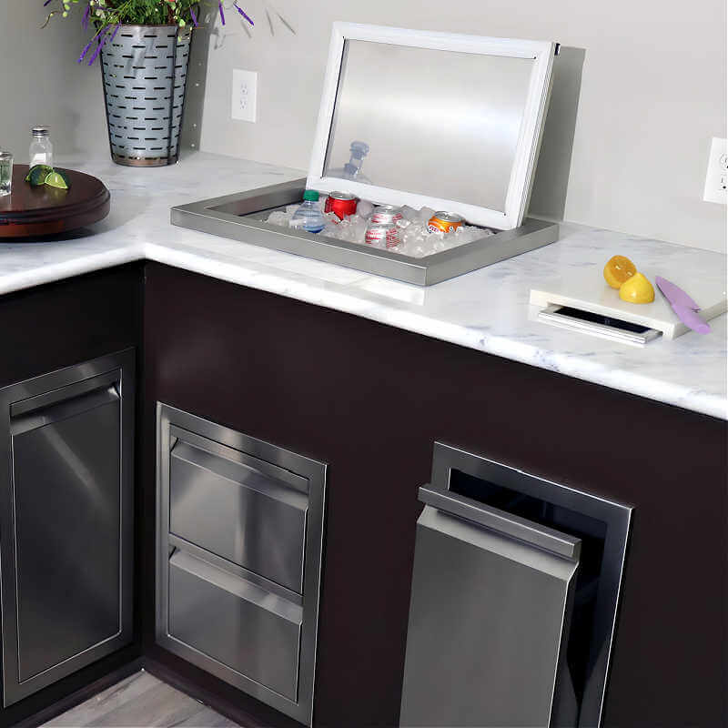 RCS Valiant Series Trash Chute With Cutting Board | On Countertop