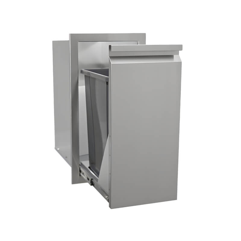 RCS Valiant 14 Inch Stainless Steel Narrow Trash Drawer | 13 Gallon Trash Bin Included