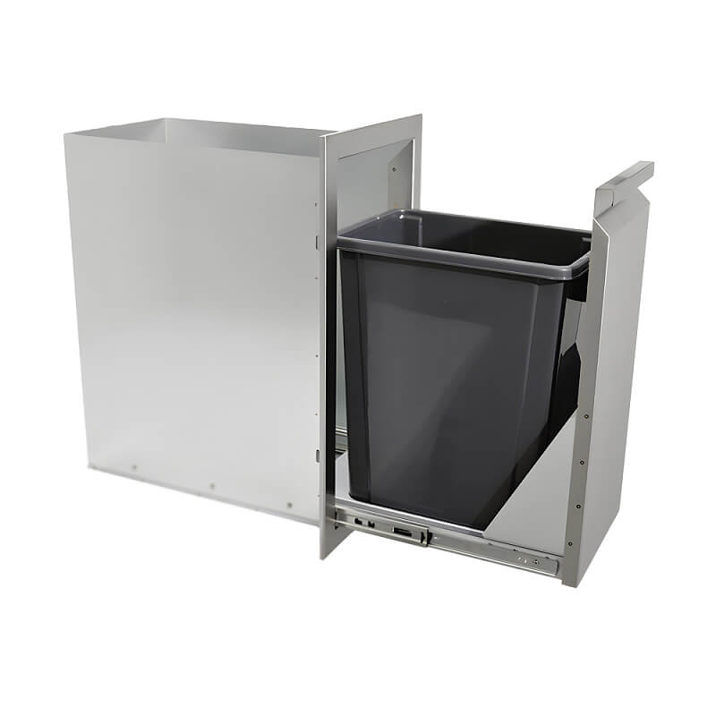 RCS Valiant 14 Inch Stainless Steel Narrow Trash Drawer | Trash Bin Holder