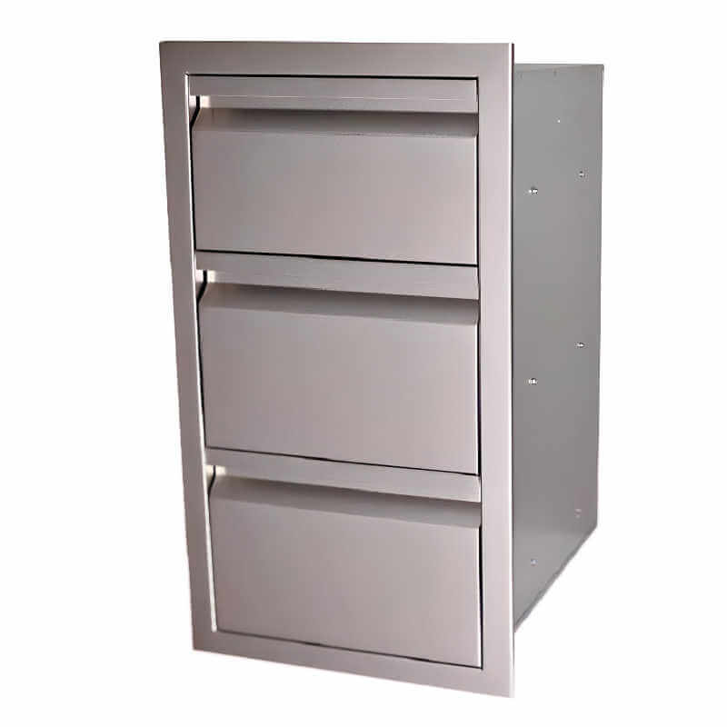 RCS Valiant 17 Inch Stainless Steel Triple Access Drawer | Recessed Drawer Handles