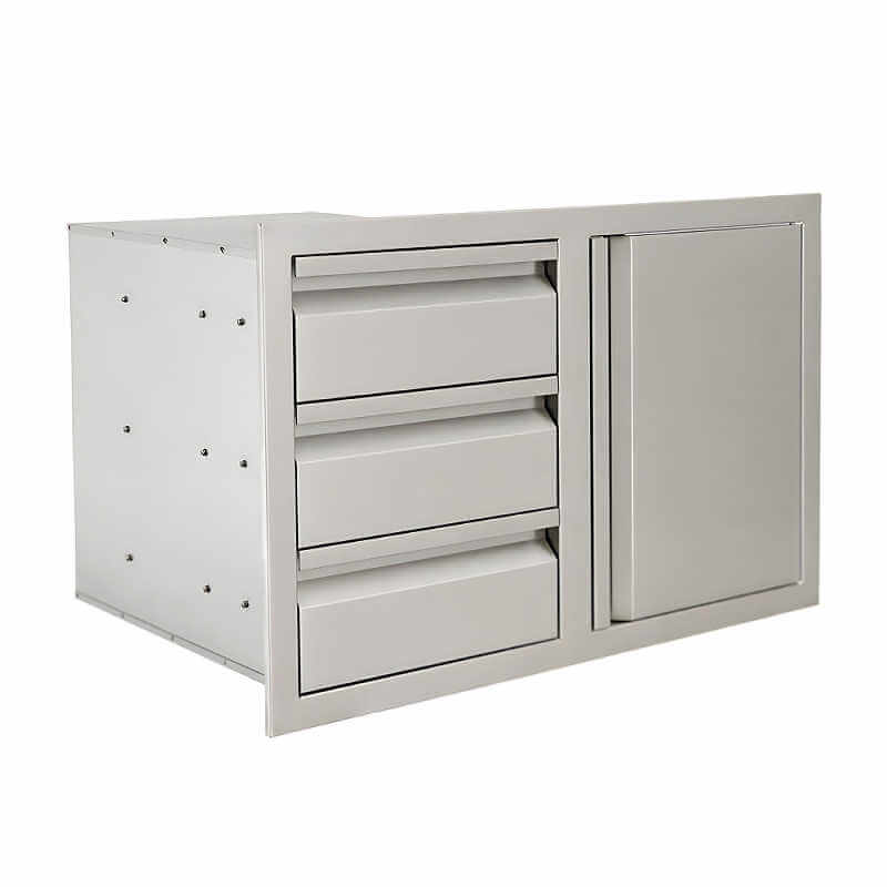 RCS Valiant 33 Inch Triple Drawer & Single Door Combo | Enclosed Triple Drawer