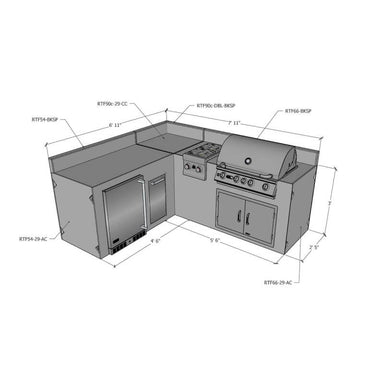 Ready To Finish L-Shaped Outdoor Kitchen System w/ Backsplash | Appliances