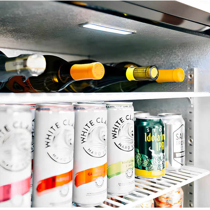 EZ Finish Systems 10 Ft Ready-To-Finish Outdoor Kitchen Island | Summerset 24-Inch 5.3c Refrigerator | Interior Lighting