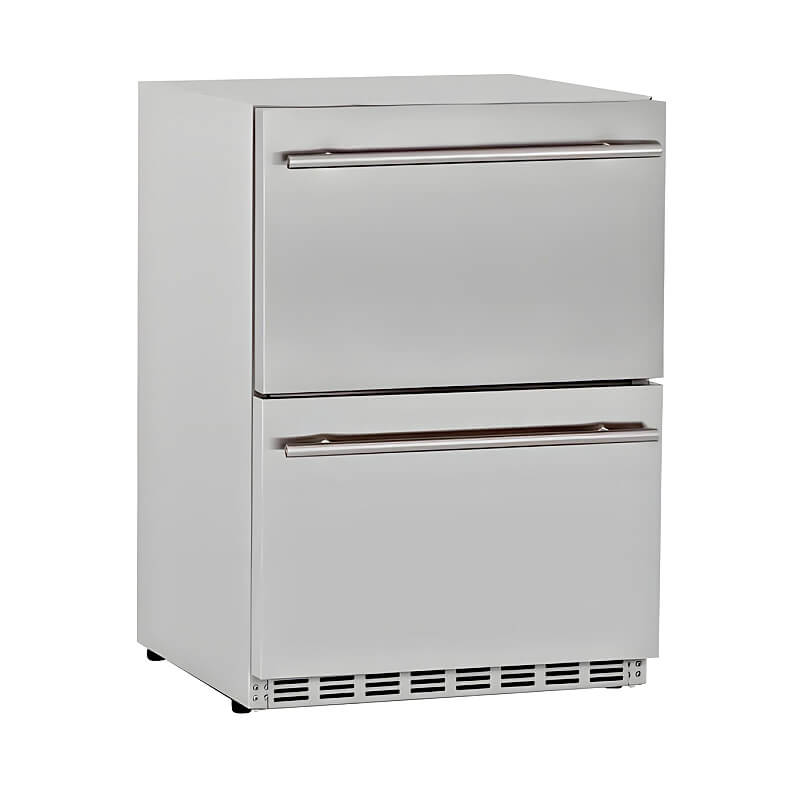 Summerset 24-Inch Two-Drawer Refrigerator — Angled View, Dual-Drawer Design