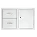 Summerset 30 Inch Flush Mount 2 Drawer & Access Door Combo | Polished Stainless Curved Handles