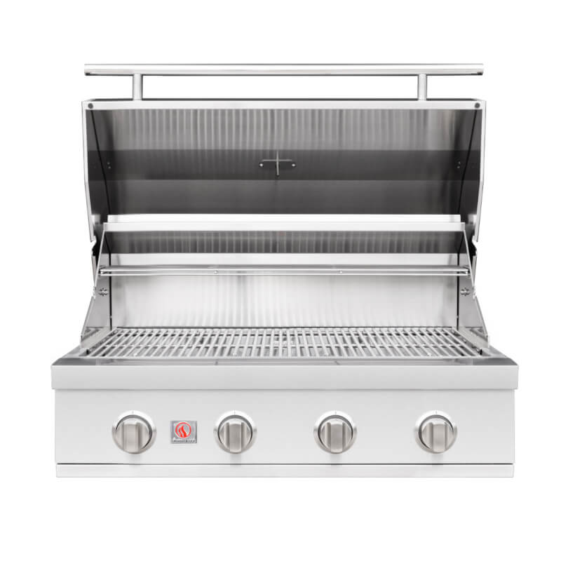 Summerset Sizzler 32-Inch Built-In Gas Grill Open Hood View — 697 Sq. In. Cooking Area
