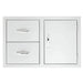 Summerset 42 Inch Flush Mount 2 Drawer & Access Door Combo | Curved Polished Stainless Steel Handles