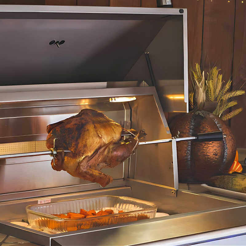 Summerset Alturi 30 Inch 2 Burner Built-In Gas Grill With Rotisserie | Shown With Rotisserie Chicken