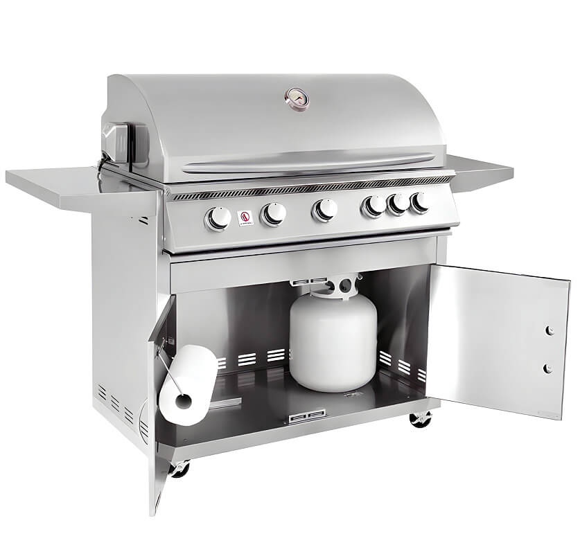 Summerset Sizzler 40 Inch 5 Burner Freestanding Gas Grill | Cart Storage