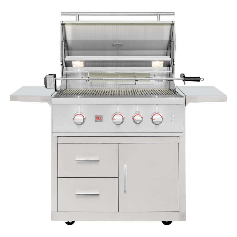 Summerset TRL 32-Inch 3-Burner Freestanding Gas Grill w/ Deluxe Cart | Grill Hood Open