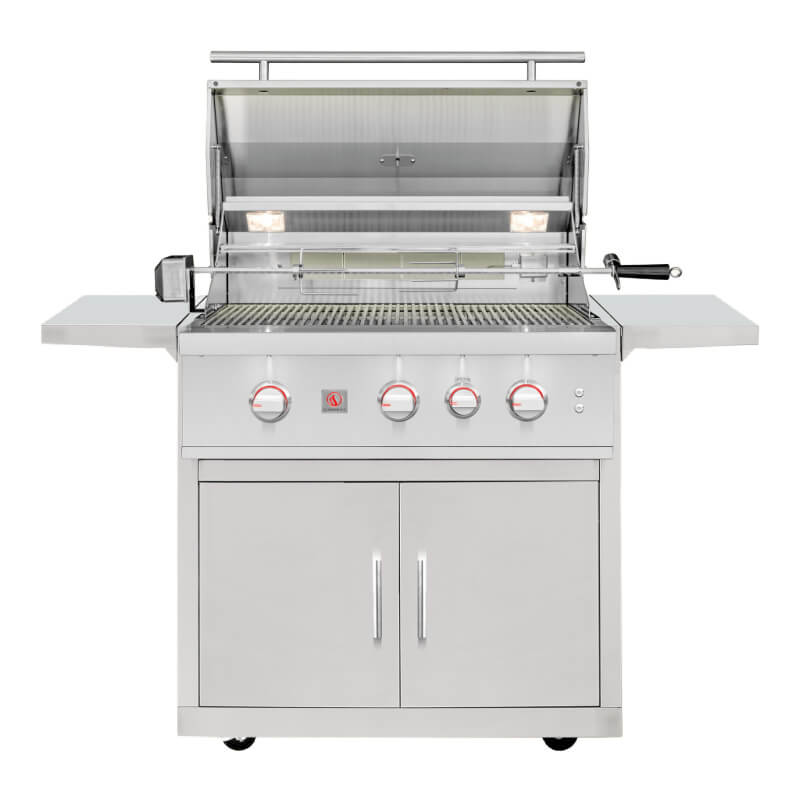 Summerset TRL 32-Inch 3-Burner Freestanding Gas Grill w/ Standard Cart | Hood Opened