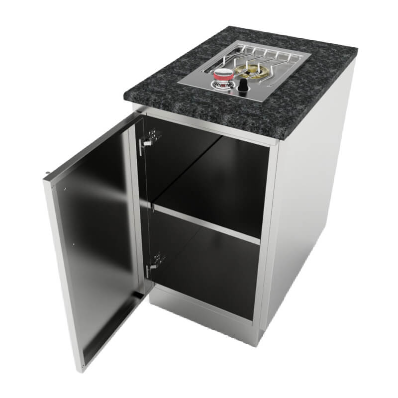 Sunstone 18-Inch Single Door Storage Cabinet | Shown with Single Side Burner