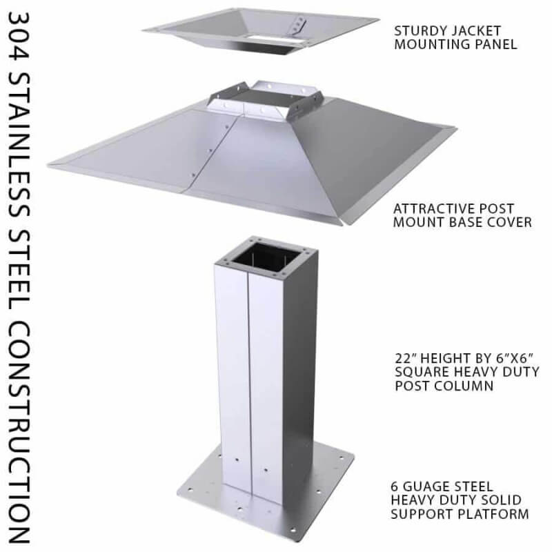 Sunstone Post Mount For Grill Jacket | Exploded Components