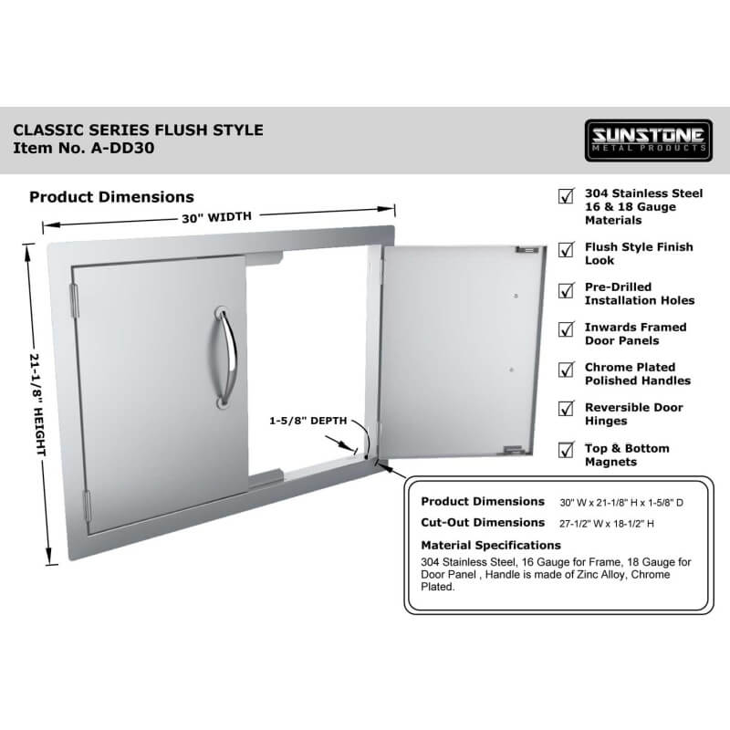 Sunstone 30-Inch Flush Double Access Door | Features