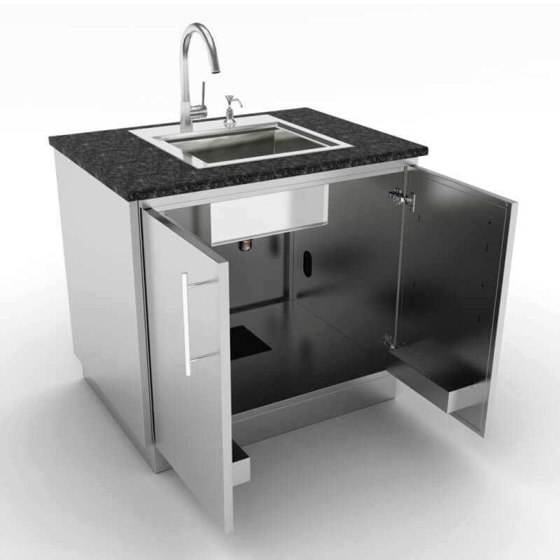 Sunstone 36-Inch Double Door Base Cabinet | Sink Installed