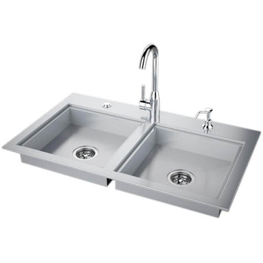 Sunstone 37 Inch ADA Compliant Double Sink | Hot and Cold Faucet