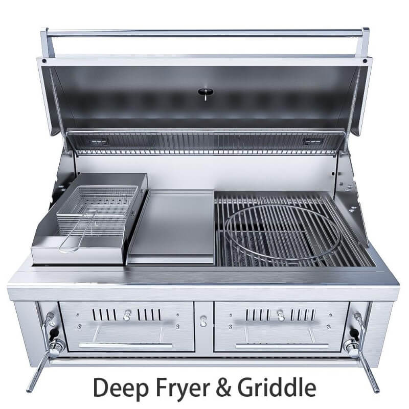 Sunstone 42 Inch Hybrid Dual Zone Grill | Deep Fryer Griddle