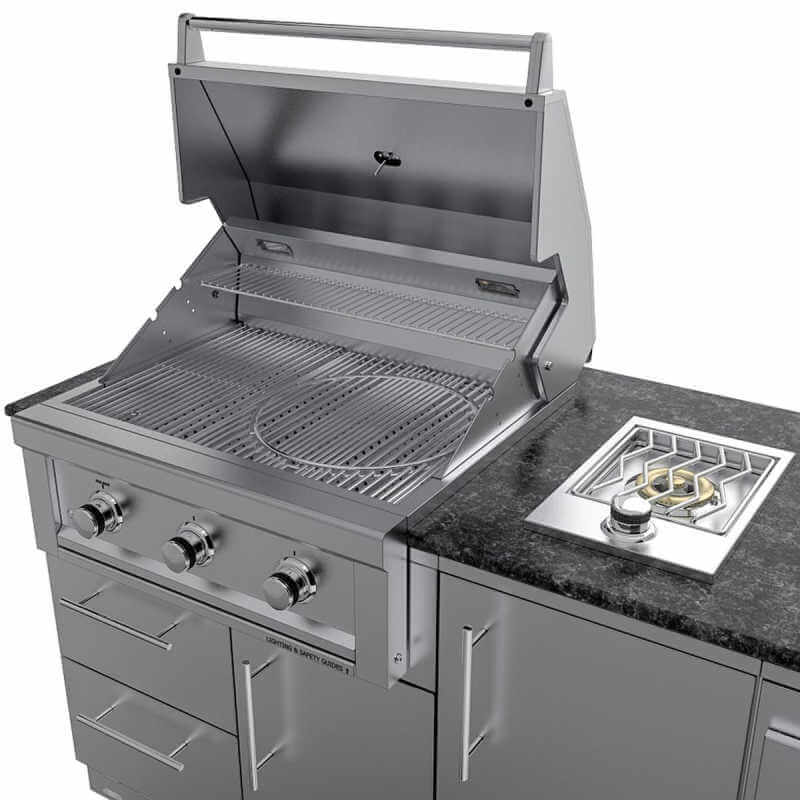 Sunstone Brazos 9 Ft Outdoor Kitchen Package | Ruby 3 Burner Grill