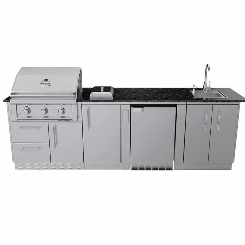 Sunstone Brazos 9 Ft Grill & Bar Sink Outdoor Kitchen Package