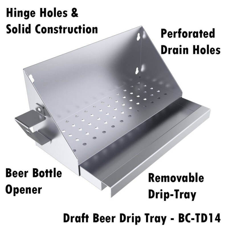 Sunstone Cocktail Tender Beer Draft Drip Tray w/ Bottle Opener & Drip Pan | Features