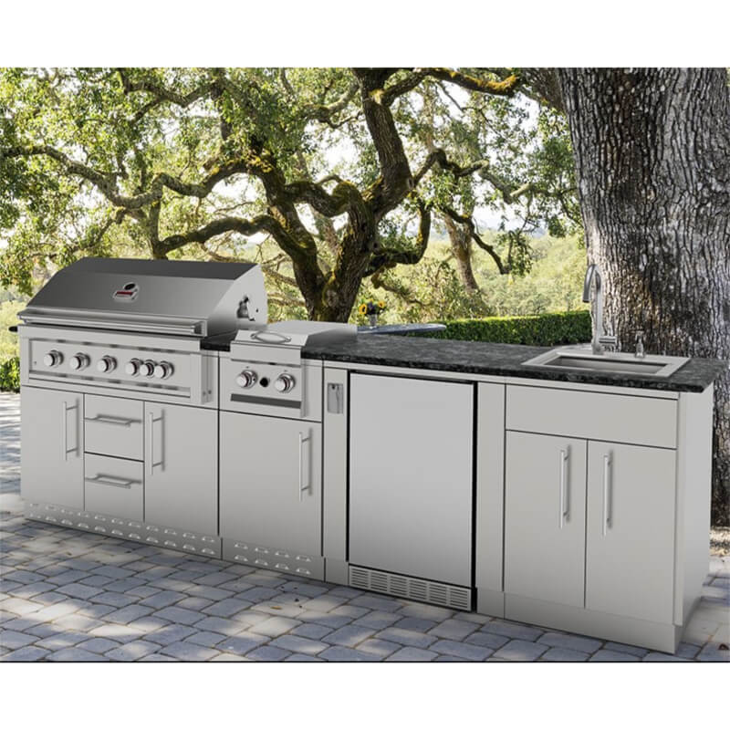 Sunstone Deluxe 10 Foot Cabinet Grill Island | On Patio