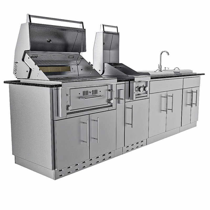 Sunstone Grills Alamo 10 Ft Outdoor Kitchen | Hybrid Charcoal Grill