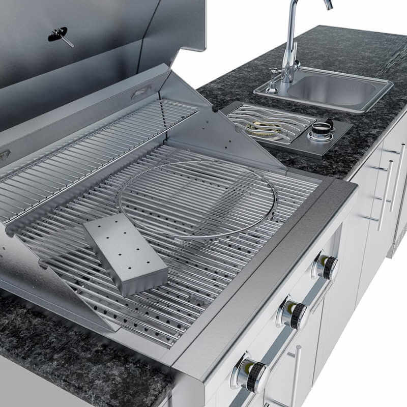 Sunstone Grills Bayou 8 1/2 Ft Outdoor Kitchen | Ruby 3 Grill Cooking Surface